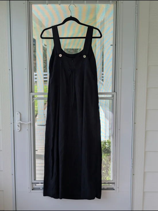 J. Jill 100% Linen / Cotton Lined/ Maxi Dress Black 10P Like New - Picture 2 of 4